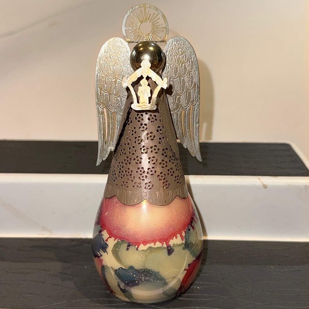 Russ Berrie Angel of Love Glass Votive with Butterfly Wings Holding a Lantern